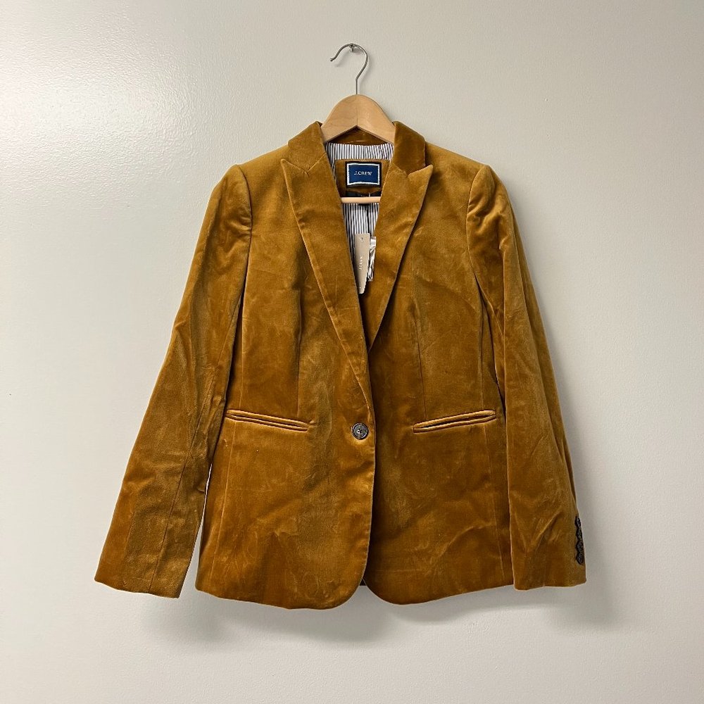NWT! J.Crew Women's (J8978) Parke Blazer in Velvet (Golden Brandy Gold) - Picture 5 of 7
